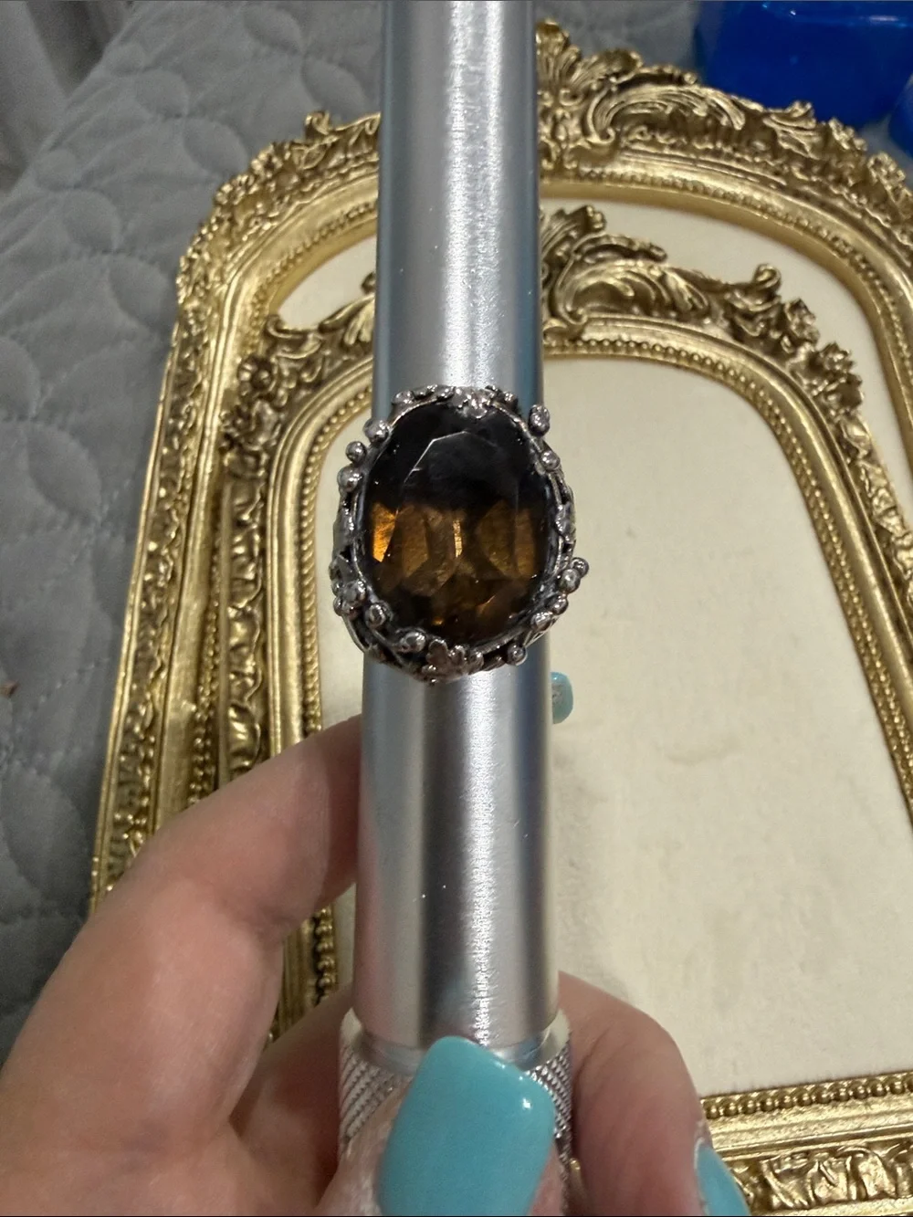 Sterling Silver Smoky Quartz Statement Ring - Brown Gemstone